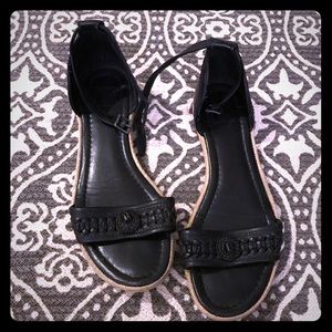 Black and Jute Frye Sandals